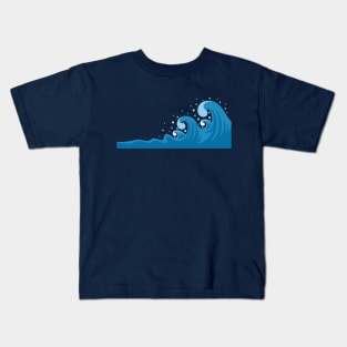 Monochromatic Blue Ocean Waves Kids T-Shirt